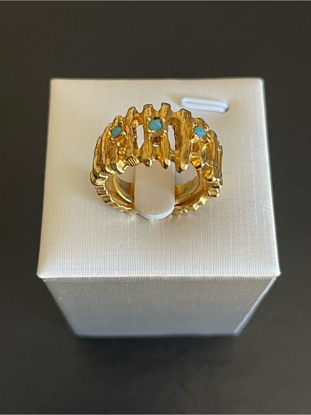 Vintage Textured gold tone Ring .